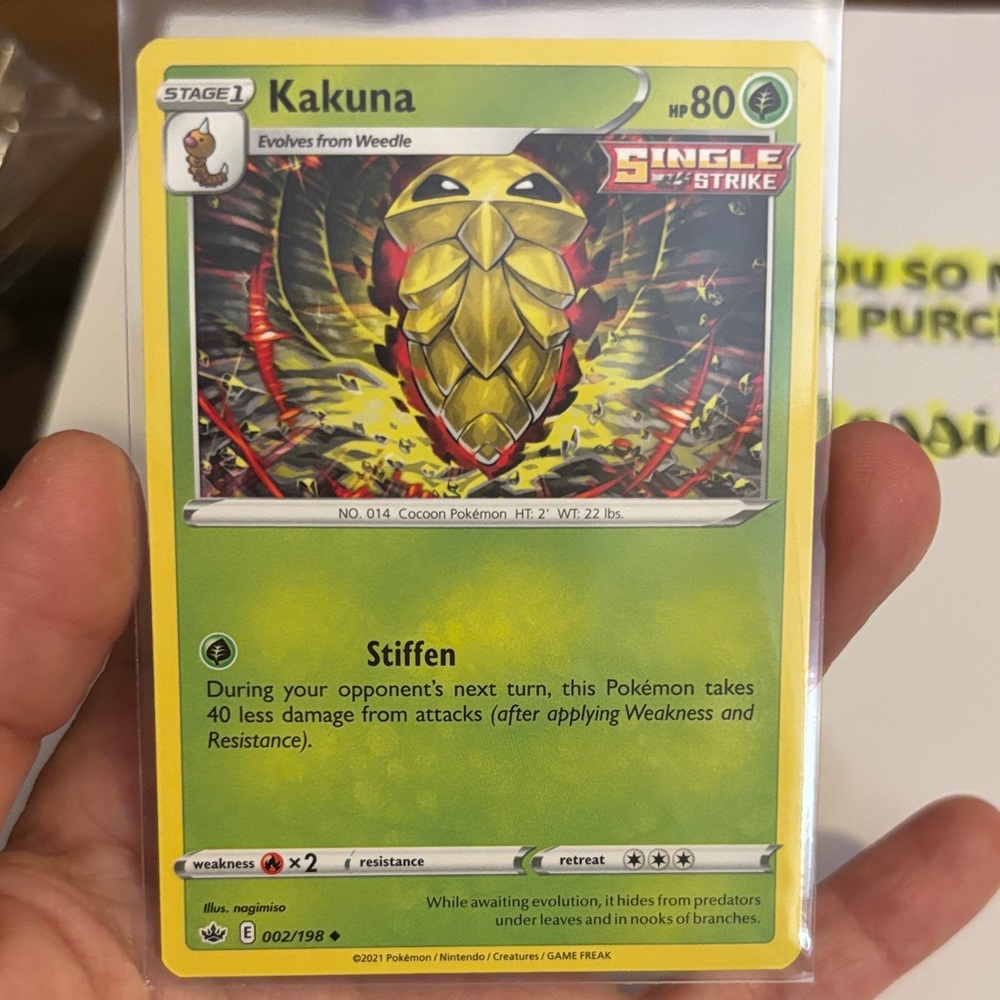 Pokemon Kakuna Card - Green and Yellow